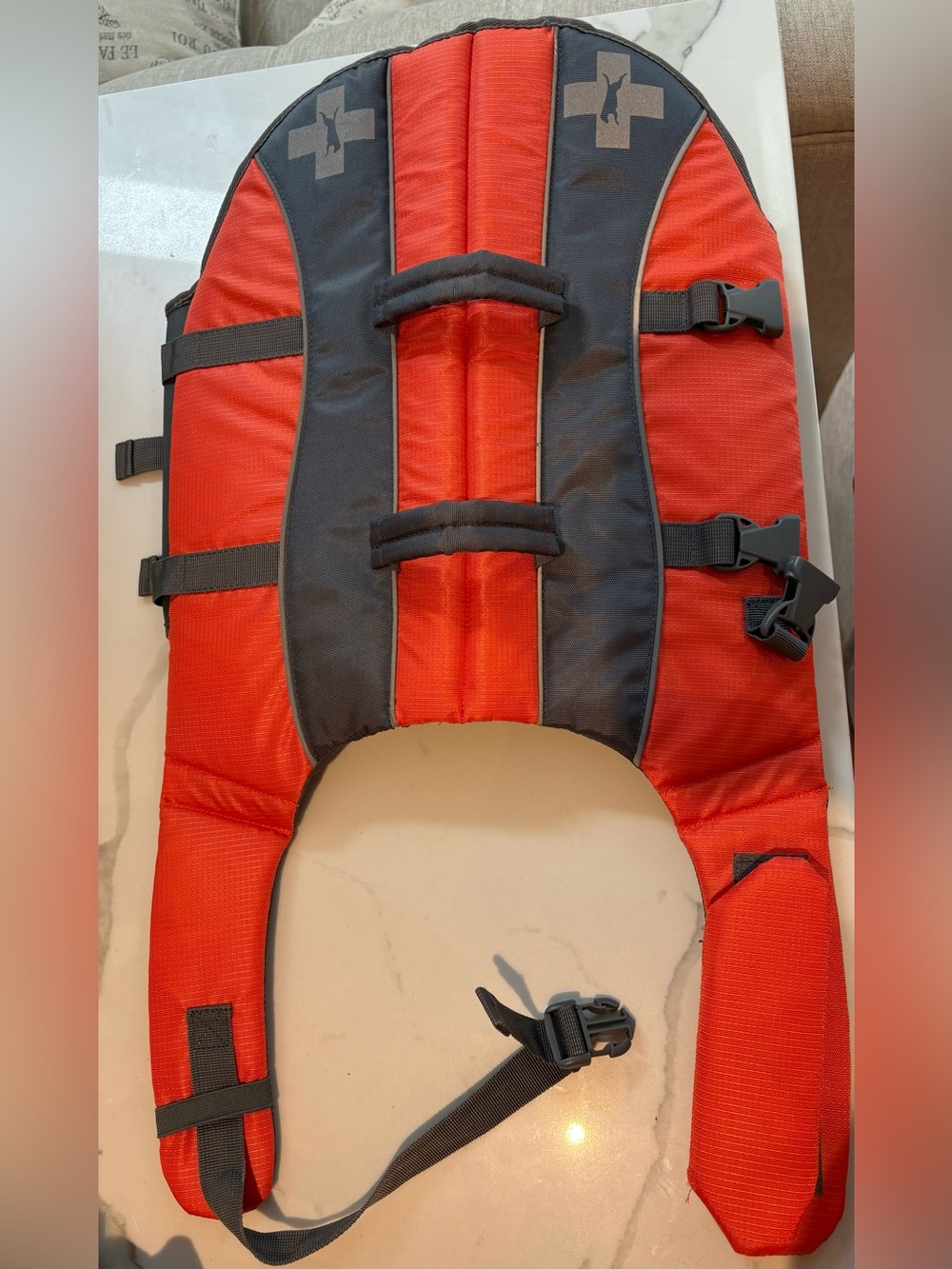 Dog | Red and Gray Padded Life Vest - Adjustable Straps